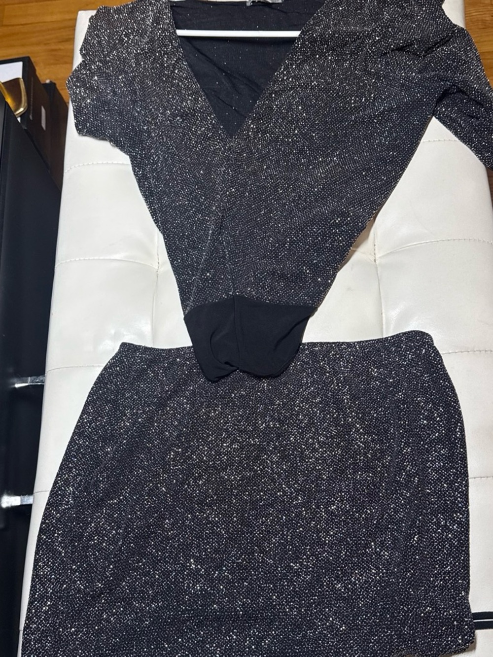 Sparkle Black Metallic Knit Two-Piece Dress Set